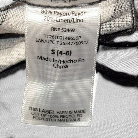 *NEW* Set of Black Ruffle Small Tank w/ Tropical Print Linen Shorts Sz 6 - Picture 10 of 16